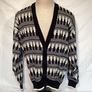 Robert Bruce Vintage NWT Black and White Men's Cardigan Sweater Size Large